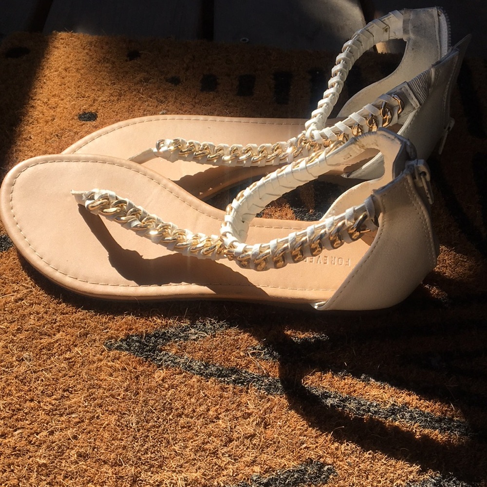 White and Gold Forever 21 Sandals